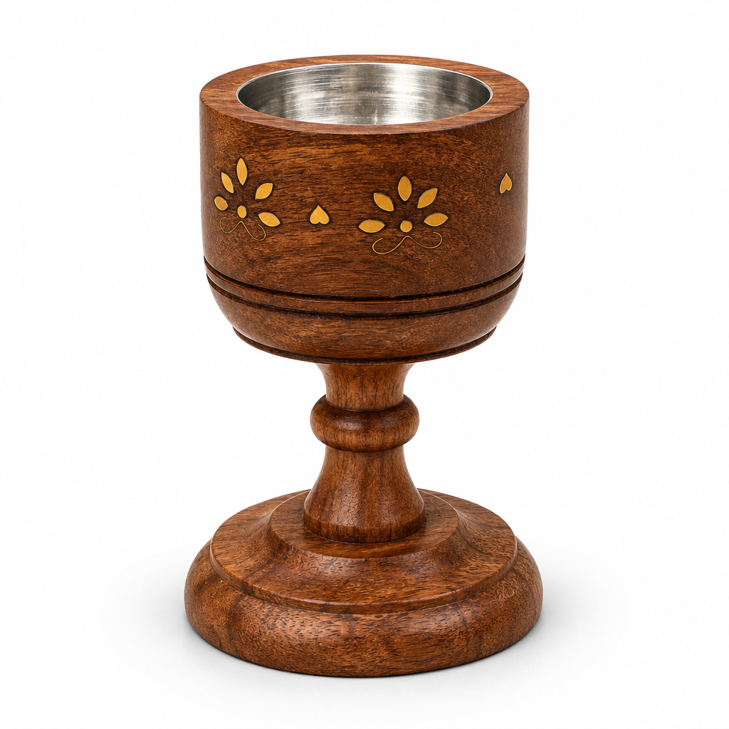 96 Pieces Wooden Incense Burner Cup with Metal Bowl, 5.3 Inch
