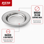 96 Pieces Stainless Steel Soup Plate, Round 29 cm, Raised Rim Serving Dish
