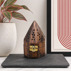96 Pieces Wooden Pyramid Incense Burner Box, 3 Inch, Brown Decorative Holder