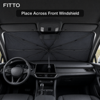 96 Pieces Foldable Car Windshield Sunshades Umbrella, 140 x 79 cm, Black