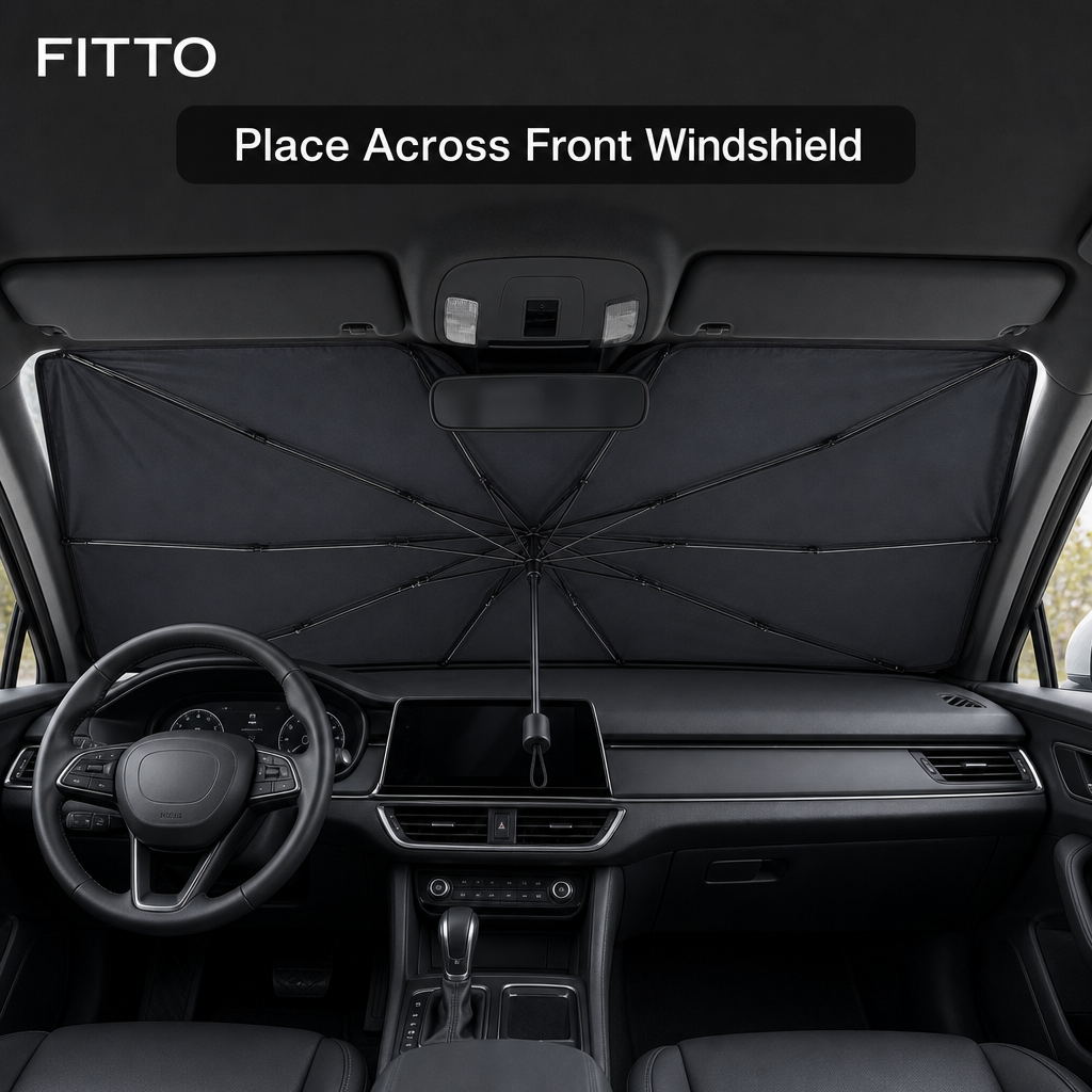 96 Pieces Foldable Car Windshield Sunshades Umbrella, 140 x 79 cm, Black