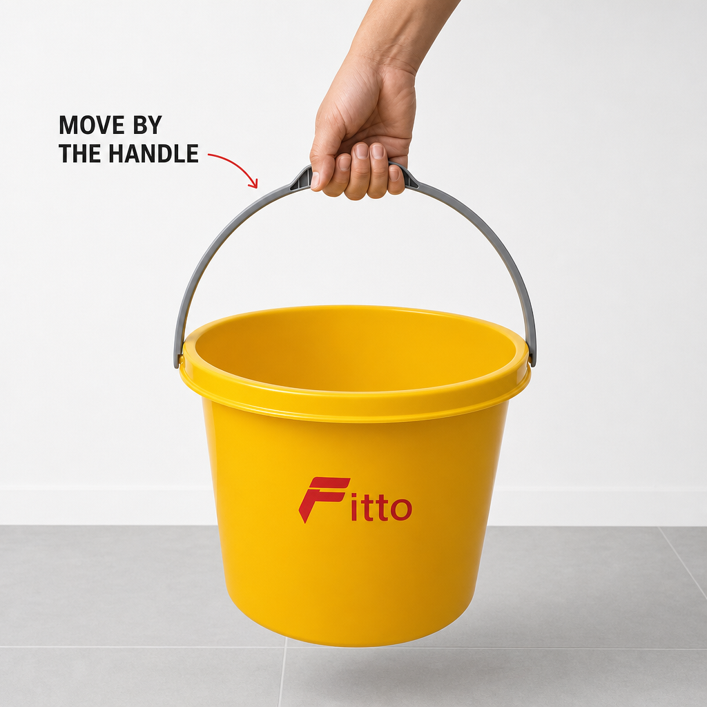 96 Pieces Yellow Plastic Bucket 16 Litre With Handle