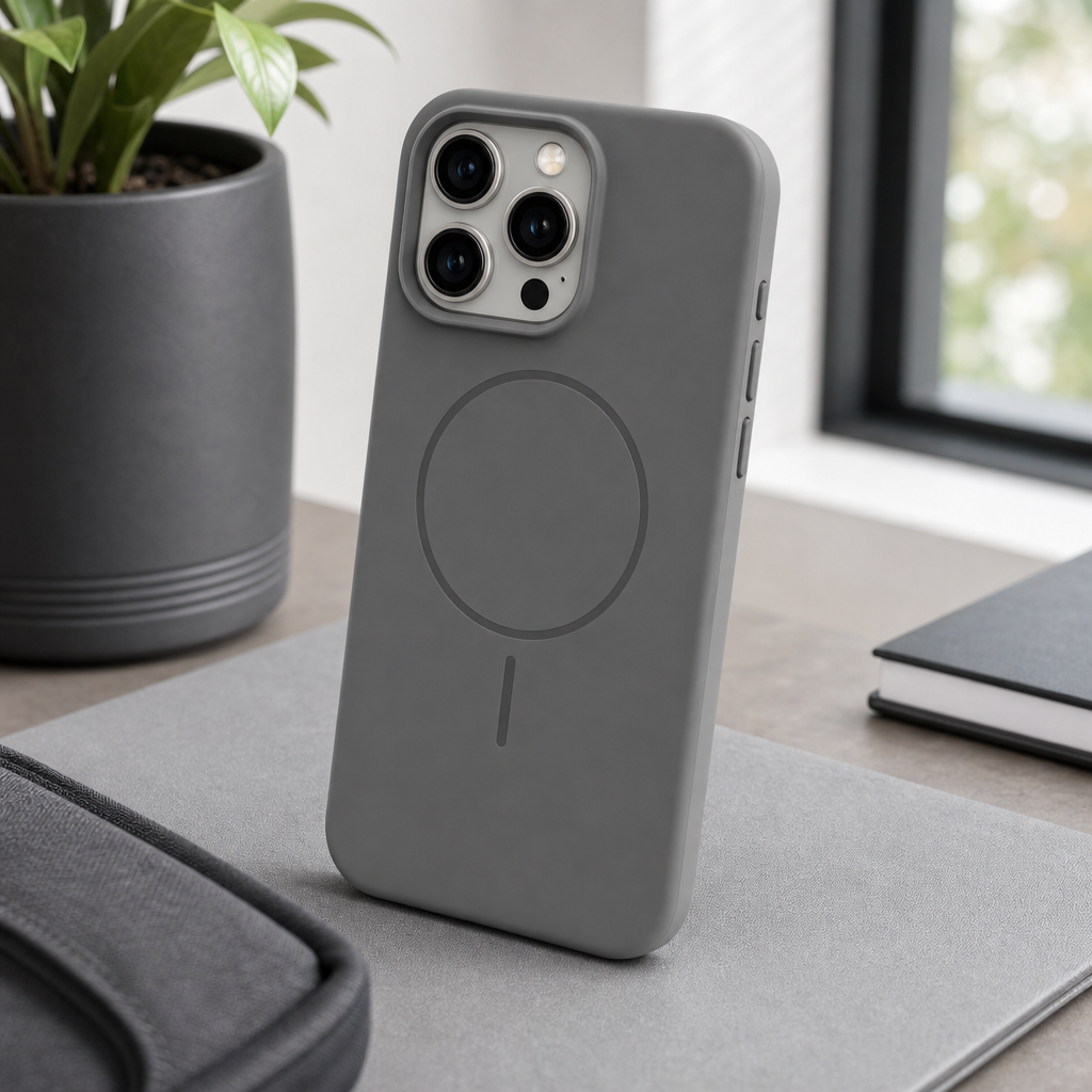 120 Pieces Silicone Magnetic Phone Cases with Raised Camera Protection, Gray