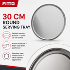 72 Pieces Stainless Steel Dinner Tray, 30 cm Round Serving Trays for Tableware