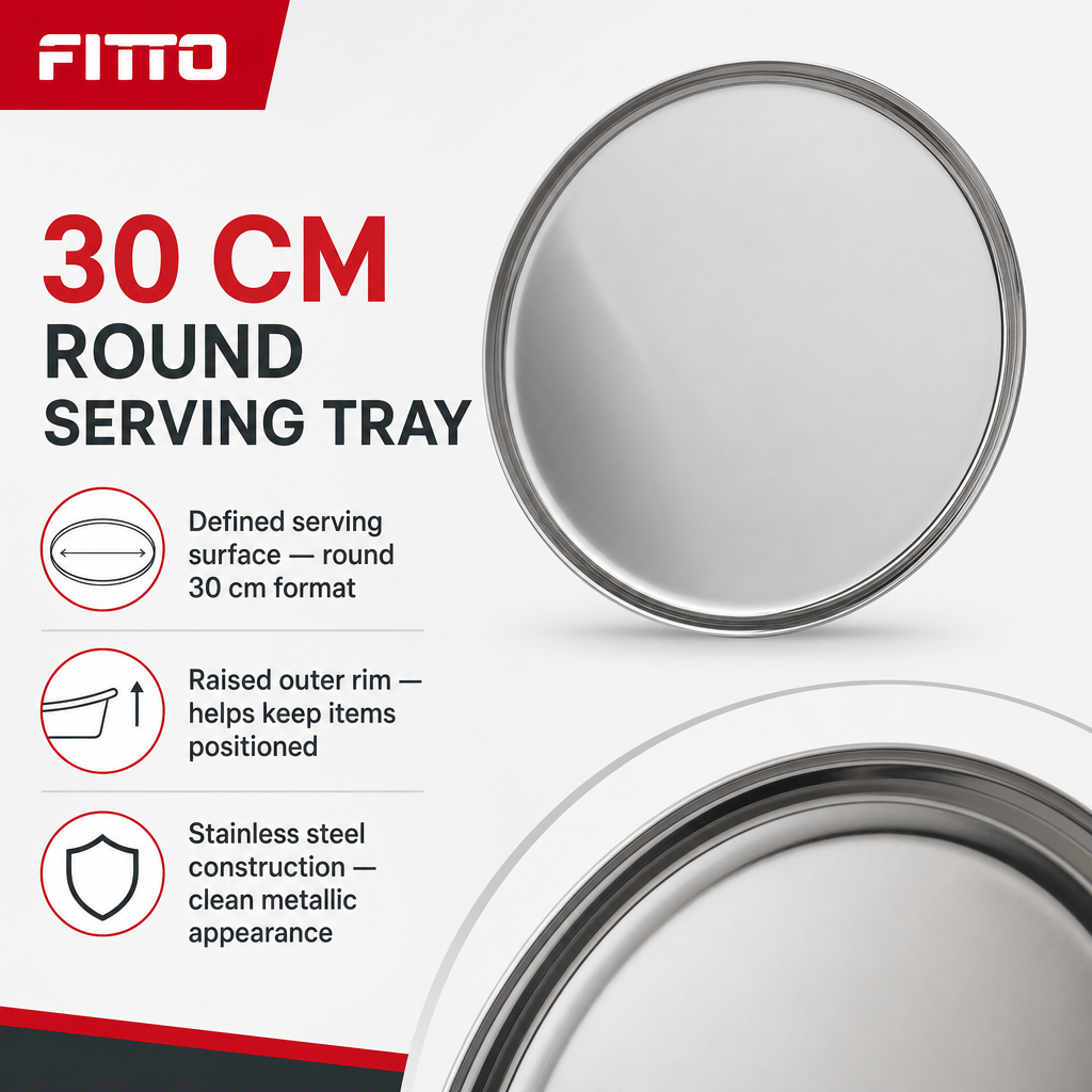 72 Pieces Stainless Steel Dinner Tray, 30 cm Round Serving Trays for Tableware
