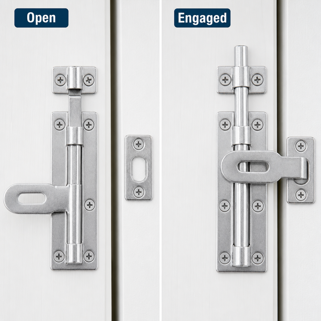 144 Pieces Sliding Tower Bolt Door Latch, 8 Inch (20.3 cm), Silver, 1 Set