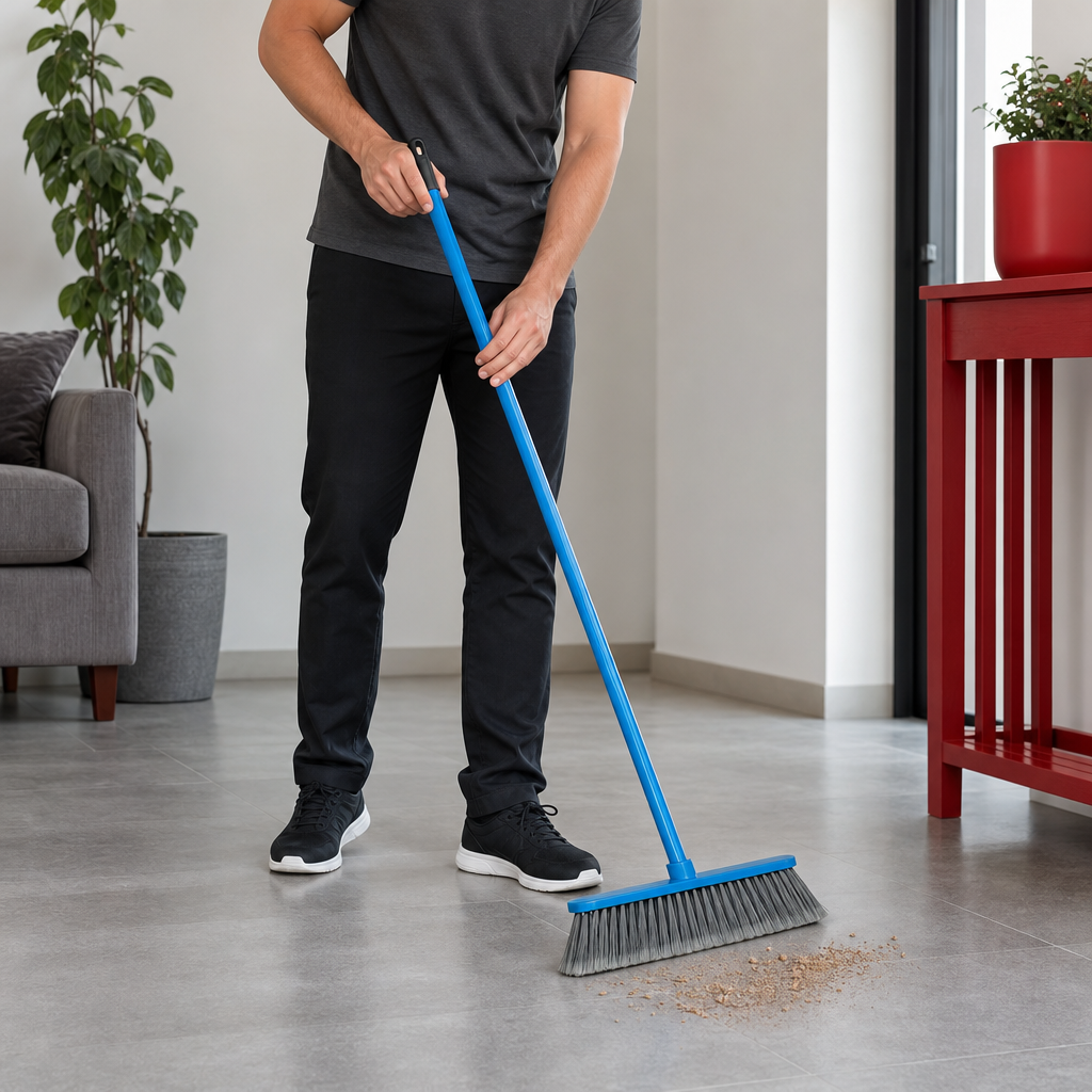 96 Pieces Hard Floor Broom with 120 cm Iron Handle, Assorted Colour