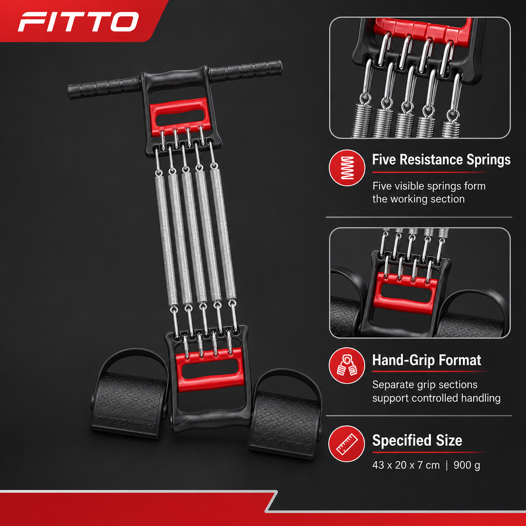 72 Pieces Chest Puller with 5 Resistance Springs, Hand Grips, Home Strength Training Equipment, Black and Red, 1 Piece