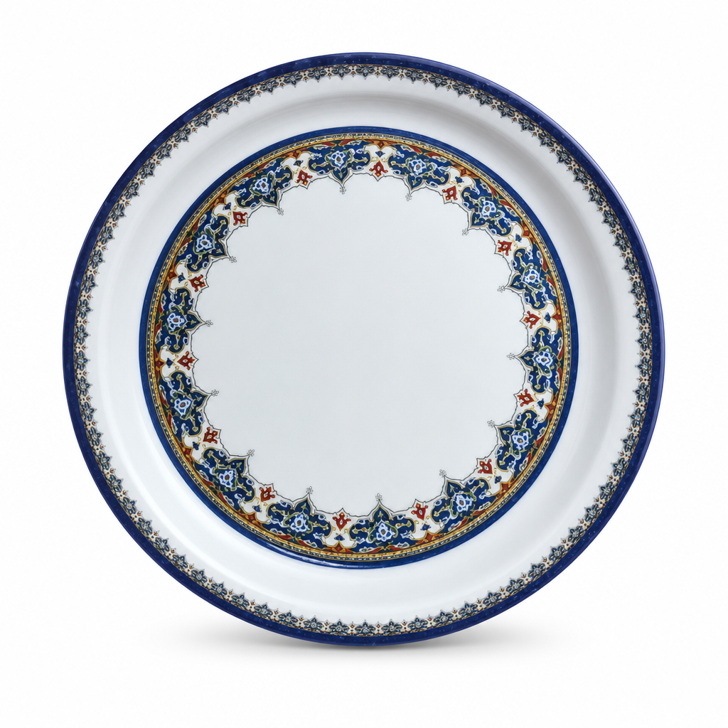 72 Pieces Melamine Round Serving Trays with Decorative Pattern, 55 cm