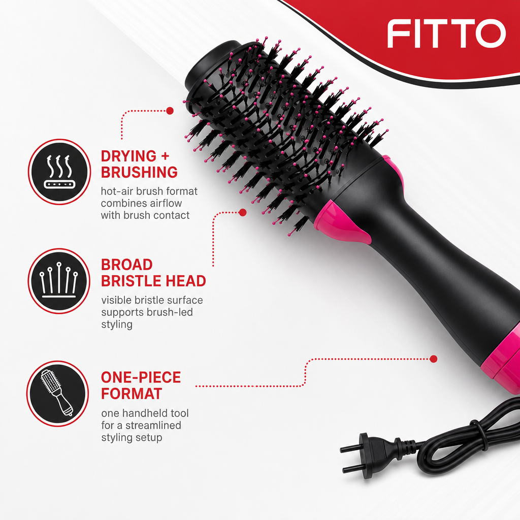 72 Pieces Hot Air Brushes, One-Step Hair Drying and Styling Tool, Black and Pink, 1 Piece