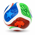 60 Pieces Football Size 5, White with Blue, Green and Red Star Panel Design, Single Ball
