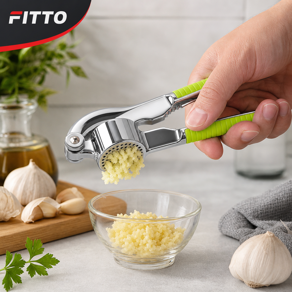 96 Pieces Stainless Steel Garlic Press with Green Grip Handles, Manual Kitchen Tool