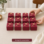 96 Pieces Paper Presentation Boxes with Floral Decoration, Maroon, 7.5 x 7.5 cm, 12 Pieces