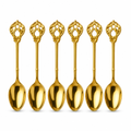 120 Pieces Gold-Tone Stainless Steel Coffee Spoons with Decorative Handles, 6 Pieces