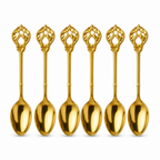 120 Pieces Gold-Tone Stainless Steel Coffee Spoons with Decorative Handles, 6 Pieces
