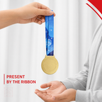 144 Pieces Award Medal with Blue Ribbon, Metallic Finish, 8 x 7 x 2 cm