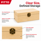 96 Pieces Wooden Storage Box, Rectangular Keepsake Organizer with Front Clasp, 10 x 6 Inch, Natural Wood, 1 Piece