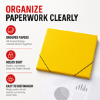 120 Pieces A4 Document Folder with Elastic Cord Closure, Yellow, 34 x 25 x 2 cm, 1 Piece