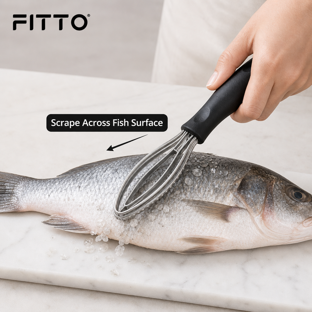 120 Pieces Fish Scale Scraper, Stainless Steel Scraping Tool with Black Handle, 28 cm Kitchen Utensil for Seafood Preparation
