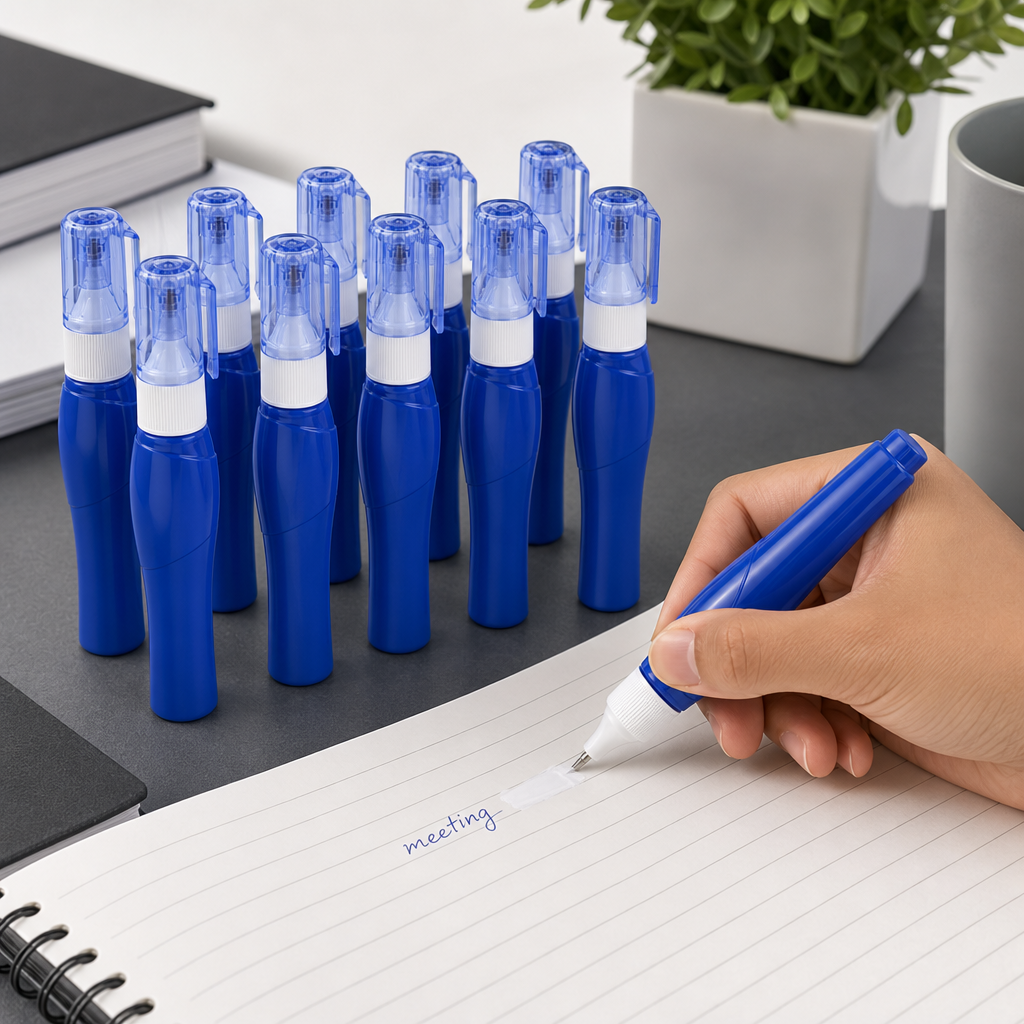 96 Pieces Correction Fluid Pens, 7 ml, Metal Tip, Blue, 12-Pack