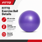 72 Pieces Exercise Ball for Fitness and Yoga, 85 cm Purple Ball for Core Training and Stretching