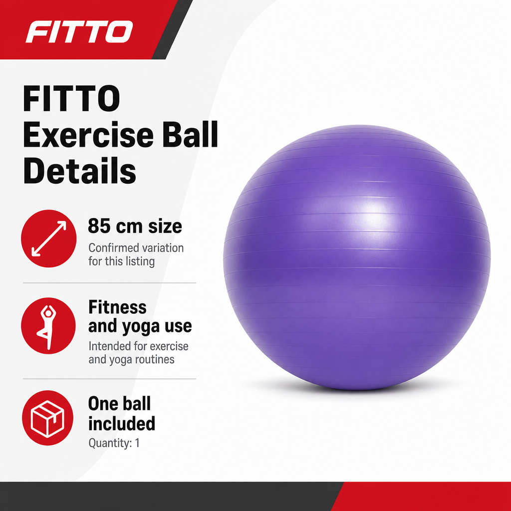 72 Pieces Exercise Ball for Fitness and Yoga, 85 cm Purple Ball for Core Training and Stretching