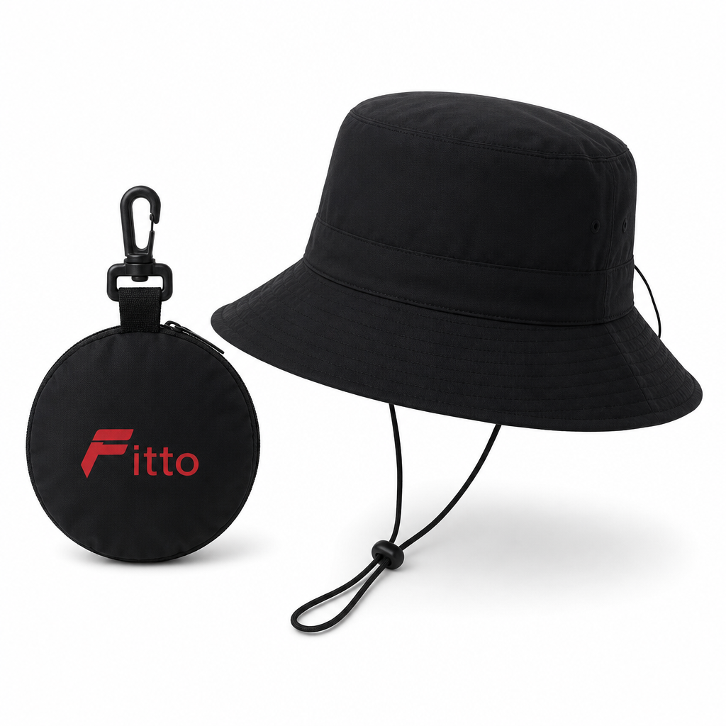 96 Pieces Packable Bucket Hat with Carry Pouch, Black, 1 Piece
