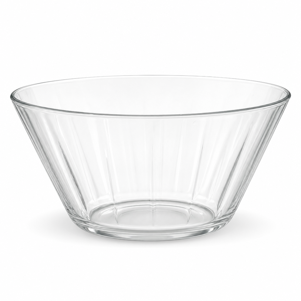 96 Pieces Ribbed Glass Serving Bowl, 228 mm, Clear, 1 Piece