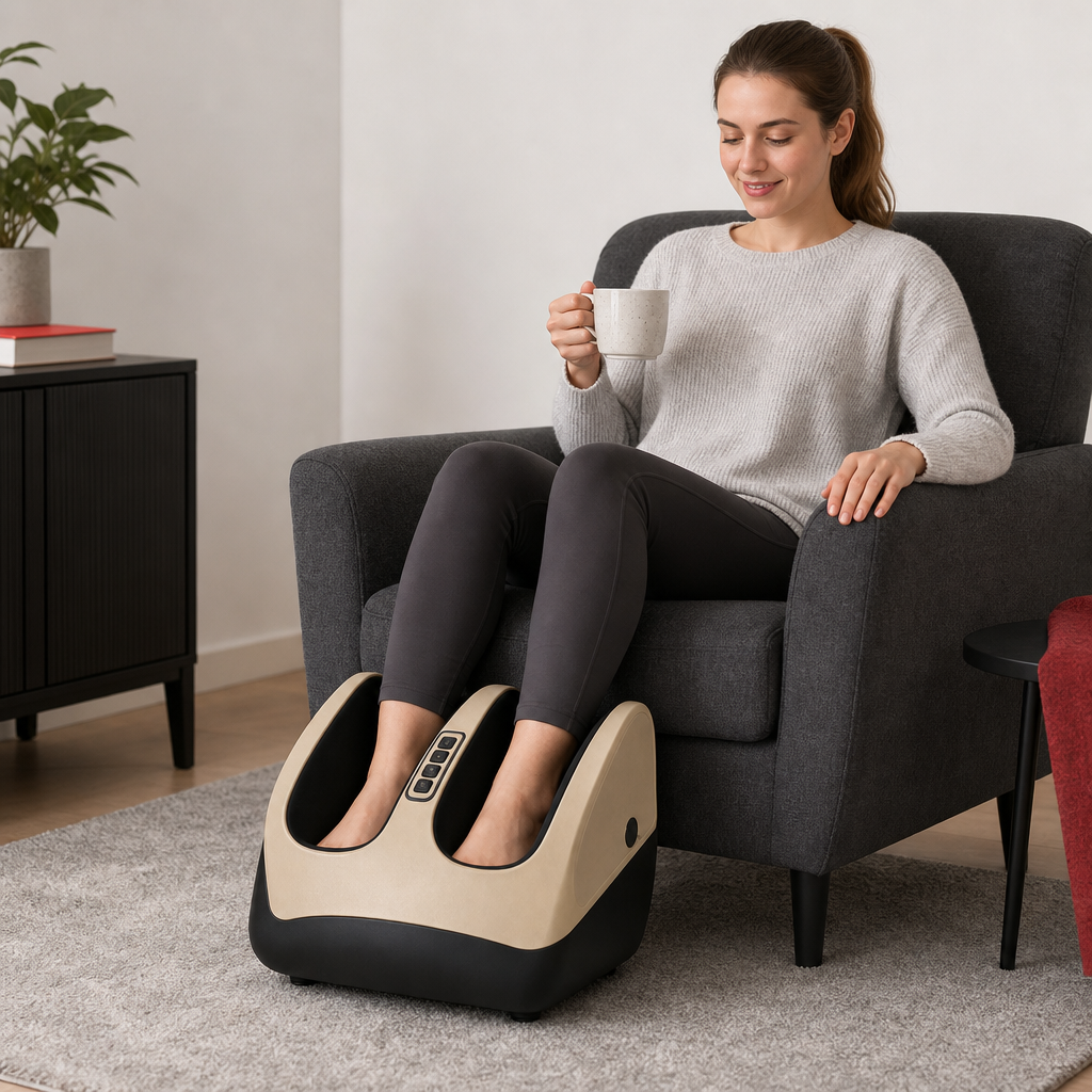 48 Pieces Electric Foot Massager, Beige and Black, 1 Piece, Enclosed Foot Placement Design