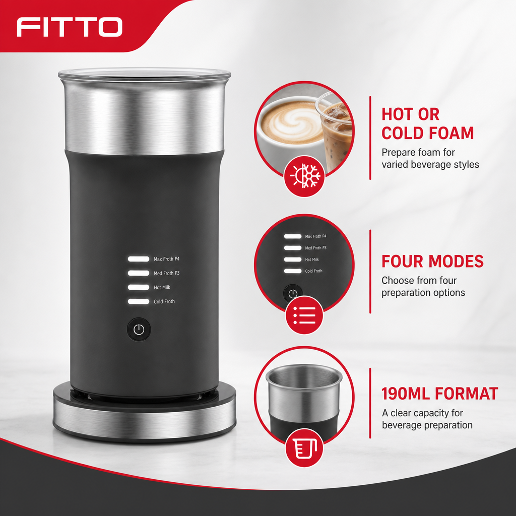 48 Pieces Electric Milk Frother and Steamer, 500W, 190ml, 4 Modes, Hot and Cold Frothing