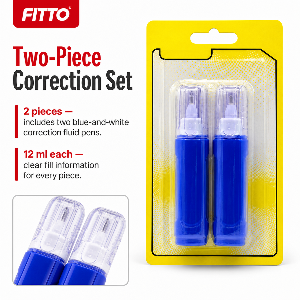 144 Pieces Correction Fluid Pens, 2 Pieces, Blue and White, 12 ml Each