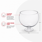48 Pieces Round Glass Display Bowl with Pedestal Base, Large, Clear Decorative Centerpiece