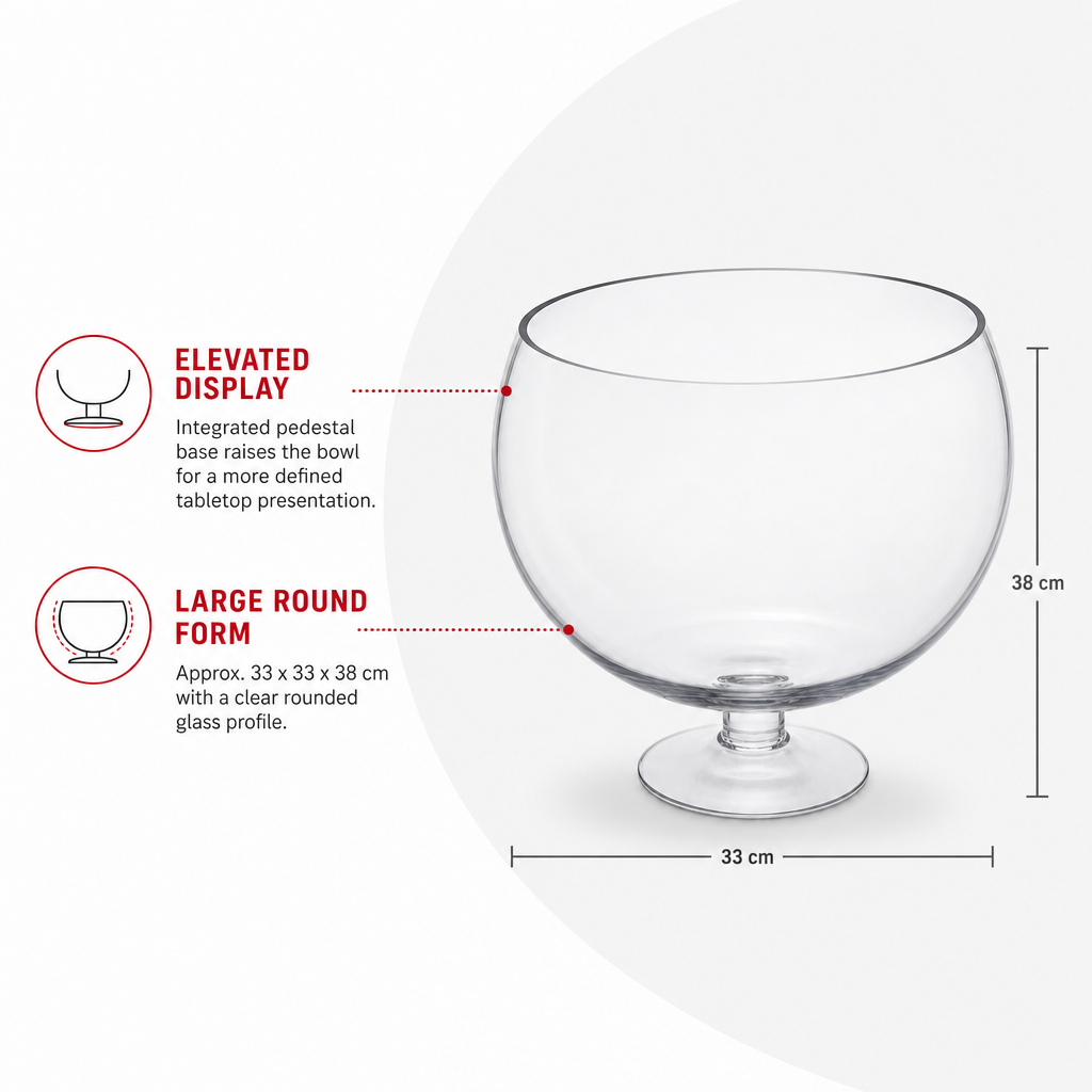48 Pieces Round Glass Display Bowl with Pedestal Base, Large, Clear Decorative Centerpiece