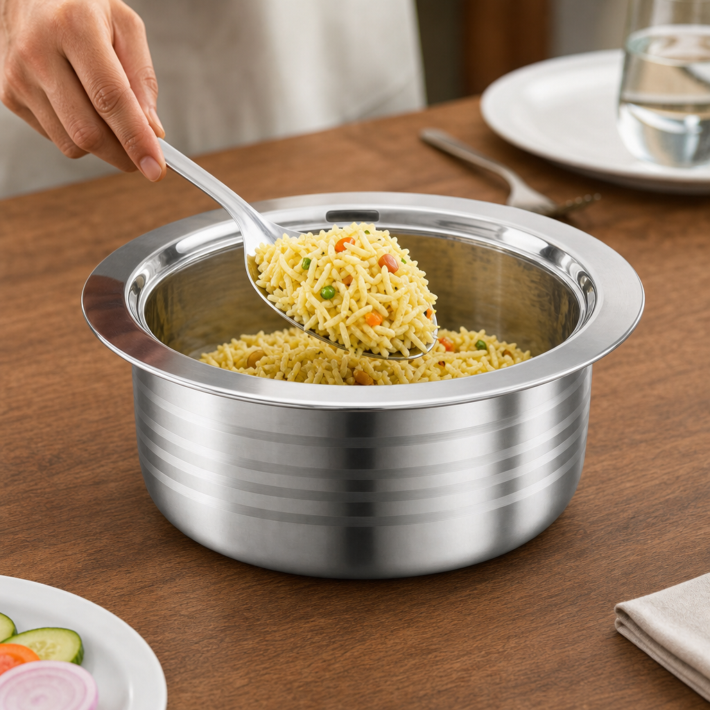 48 Pieces Stainless Steel Serving Bowl, Round, 30 x 30 x 10 cm, Silver