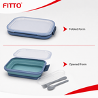 72 Pieces Collapsible Lunch Box with Cutlery, Blue, 15.5 cm