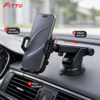 96 Pieces 360° Car Phone Holder with Telescopic Suction Mount, Adjustable Rotating Cradle, Black