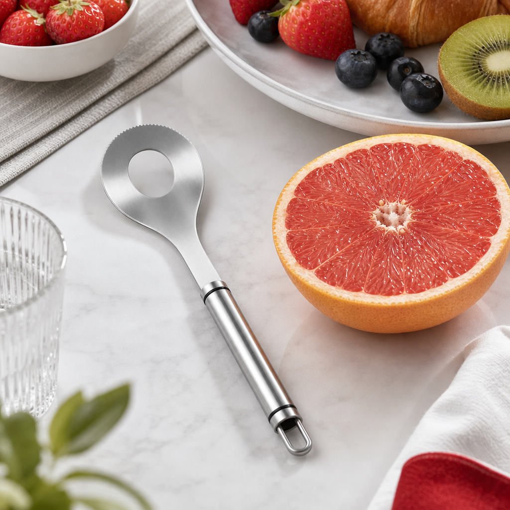 96 Pieces Serrated Grapefruit Spoon, Silver and Black Stainless Steel Citrus Utensil, 24 cm, 1 Piece