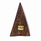 72 Pieces Wooden Pyramid Incense Burner Box, 7.5 Inch, Brown