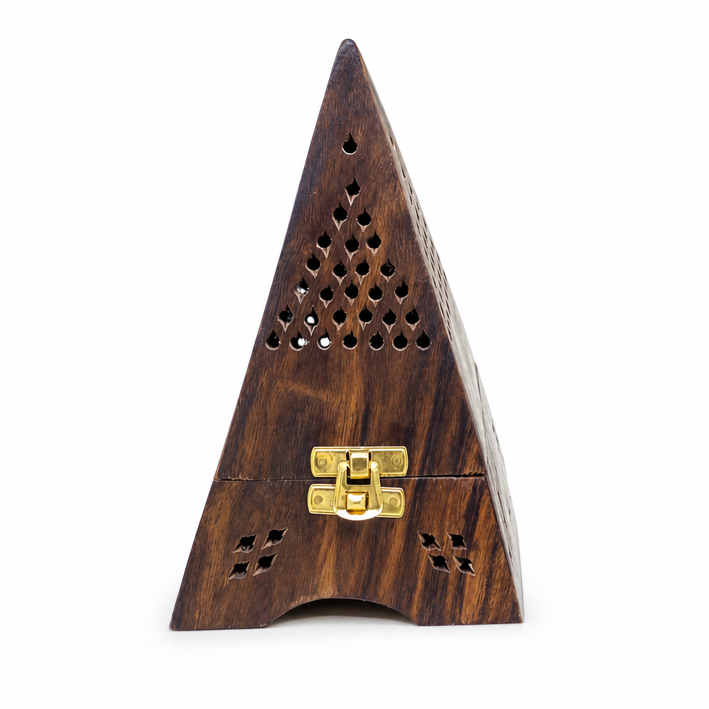 72 Pieces Wooden Pyramid Incense Burner Box, 7.5 Inch, Brown