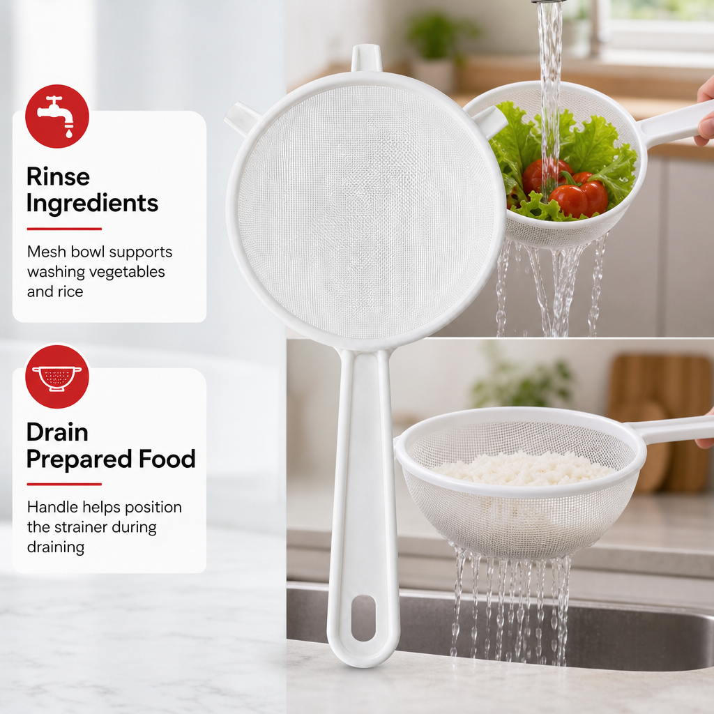 72 Pieces Plastic Mesh Kitchen Strainers with Handle, White, 30 x 18 x 5 cm