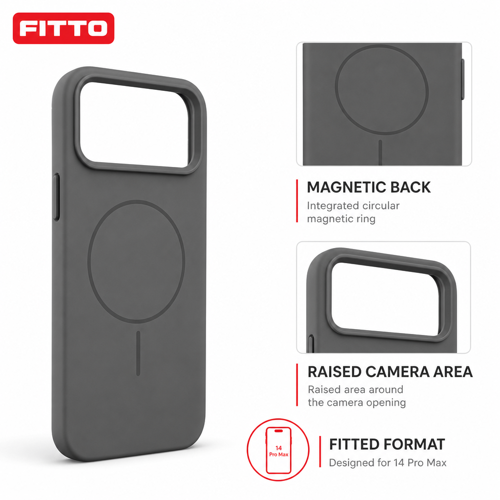 120 Pieces Silicone Magnetic Phone Cases for 14 Pro Max, Gray, Raised Camera Protection