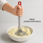 72 Pieces Stainless Steel Potato Masher, Slotted Mashing Plate, Red Handle, 31 cm