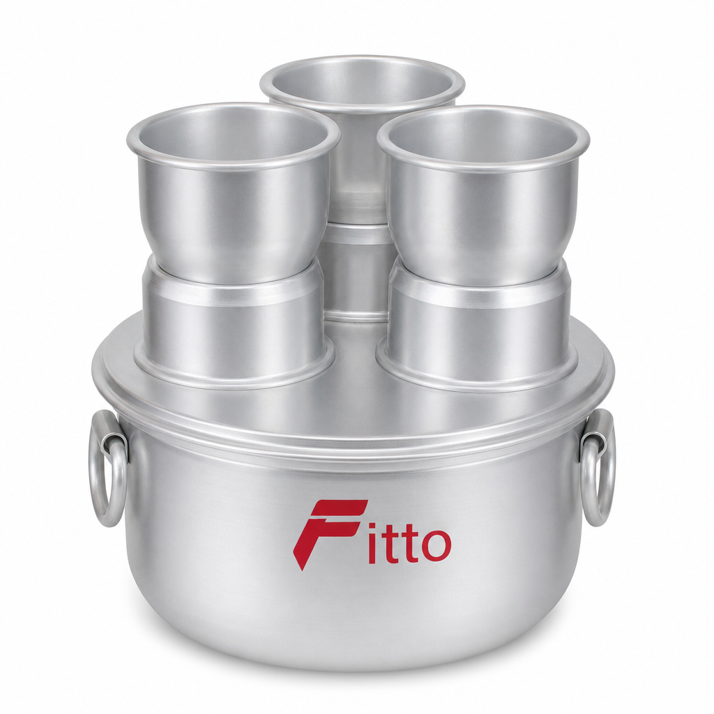 48 Pieces Aluminium Multi-Cavity Steamer Pot with 3 Raised Steaming Compartments