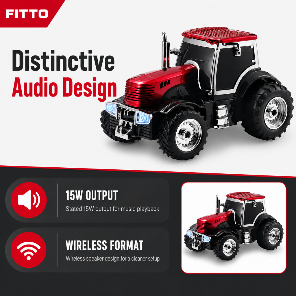 48 Pieces Tractor-Shaped Wireless Speaker, 15W Output, Red and Black, 30 x 18 x 20 cm