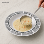 120 Pieces Soup Plate, 9 Inch, Grey With Geometric Border, Round Tablewares Dish