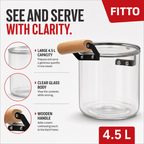 60 Pieces Glass Kettle and Teapot 4.5 L Clear and Black with Wooden Handle, 1 Piece