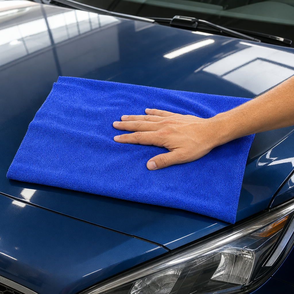 96 Pieces 500 GSM Microfiber Cleaning Cloth, No Stitching, 60 x 90 cm, Blue, 1 Piece