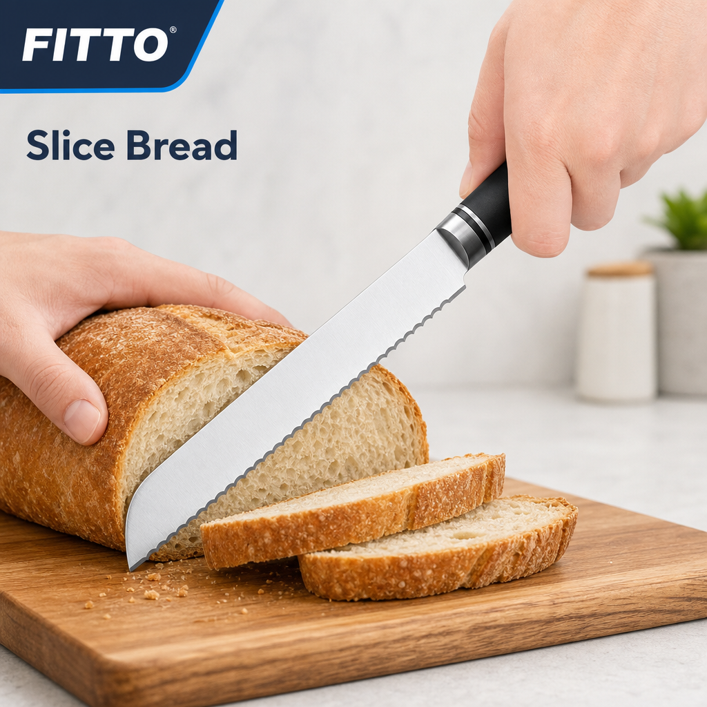 72 Pieces Bread Knife, 8 Inch Serrated Blade with Black Handle