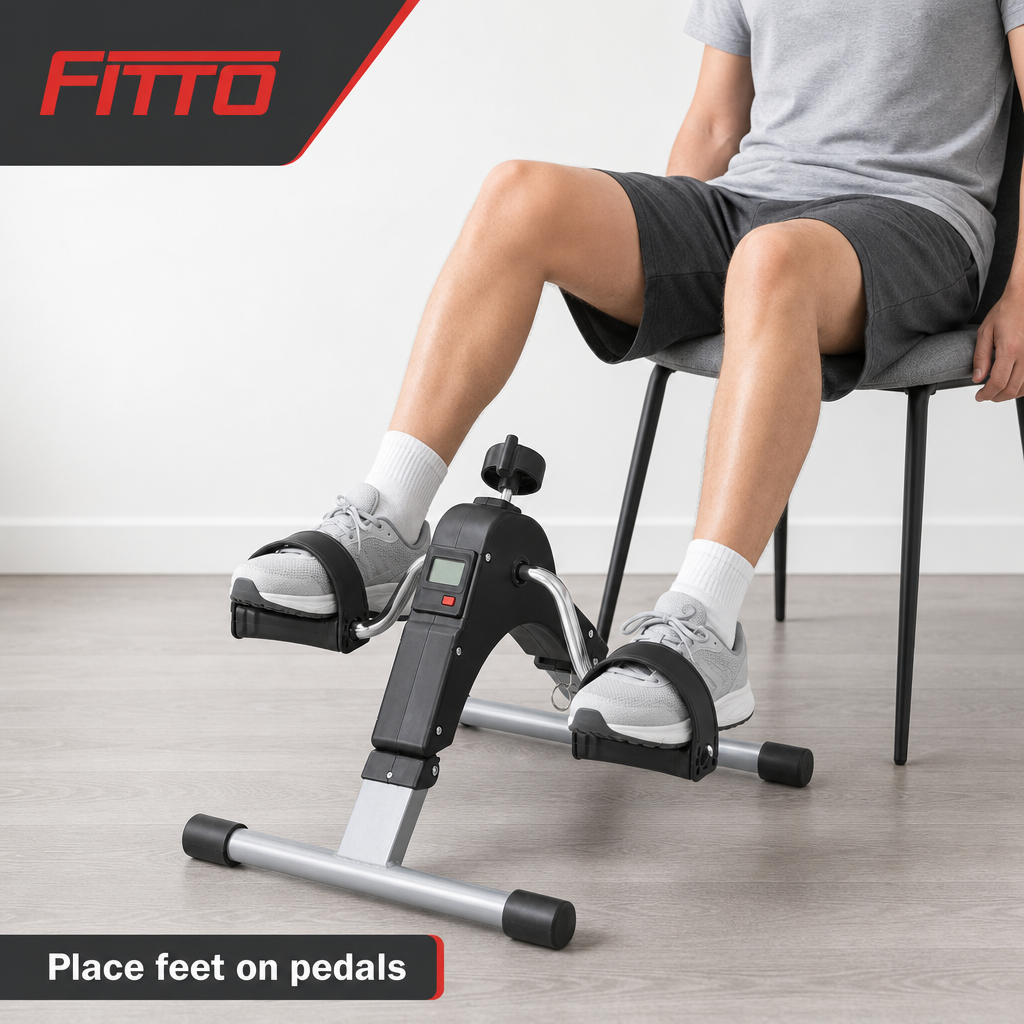 48 Pieces Pedal Exerciser for Arm and Leg Movement Black Grey 1 Piece, Adjustable Resistance and LCD Display