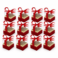 60 Pieces Red Square Acrylic Presentation Boxes with Ribbon, 6.5 x 6.5 x 7.2 cm, 12 Pieces